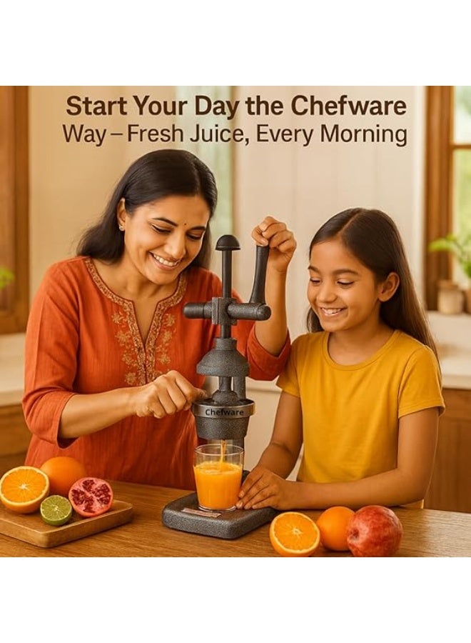 CHEFWARE عصارة فواكه وخضراوات حمضية يدوية فورية من الألومنيوم من CHEFWARE، كبيرة، سوداء، مصنوعة بالكامل في الهند (Juice Pro Antique Silver) - Image 4
