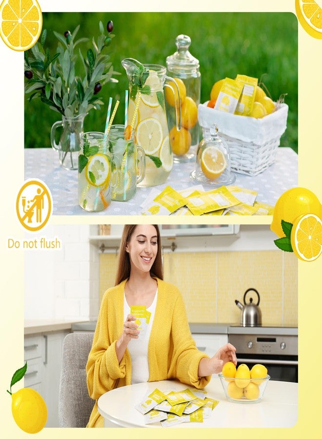 Threlaco 200 Pcs Lemon Wet Wipes Individually Wrapped Moist Towelettes Essential Oil Hand Wipes Bulk Single Use for Travel Clean Hands Sensitive Skin Backpacking Anti-sensitive Wipes Camping - Image 5