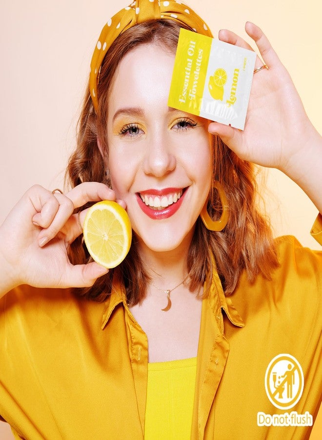 Threlaco 200 Pcs Lemon Wet Wipes Individually Wrapped Moist Towelettes Essential Oil Hand Wipes Bulk Single Use for Travel Clean Hands Sensitive Skin Backpacking Anti-sensitive Wipes Camping - Image 4