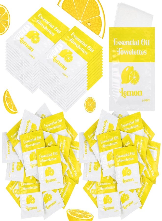 Threlaco 200 Pcs Lemon Wet Wipes Individually Wrapped Moist Towelettes Essential Oil Hand Wipes Bulk Single Use for Travel Clean Hands Sensitive Skin Backpacking Anti-sensitive Wipes Camping - Image 1