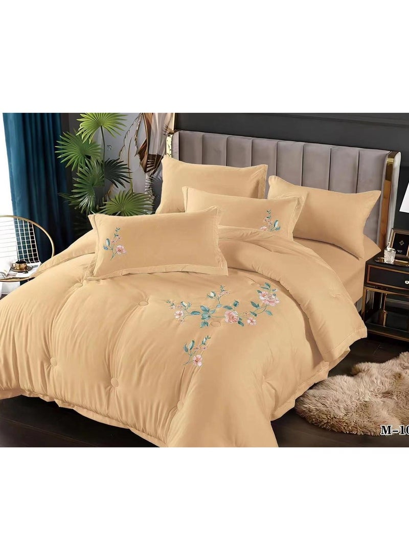 Dream Bell Dream Bell 6 Pc Embroidery Cotton Comfy Comforter Set With Fiber Filling 7 