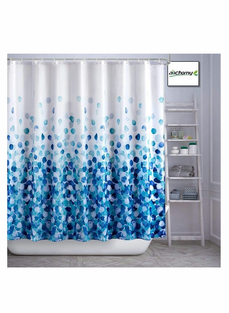 Waterproof Fabric Shower Curtain with 12 Hooks, Floral Design, Standard 72 x 78 Inch Size - Image 1