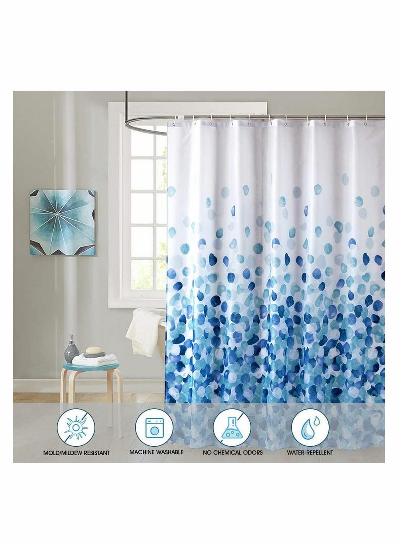 Waterproof Fabric Shower Curtain with 12 Hooks, Floral Design, Standard 72 x 78 Inch Size - Image 4