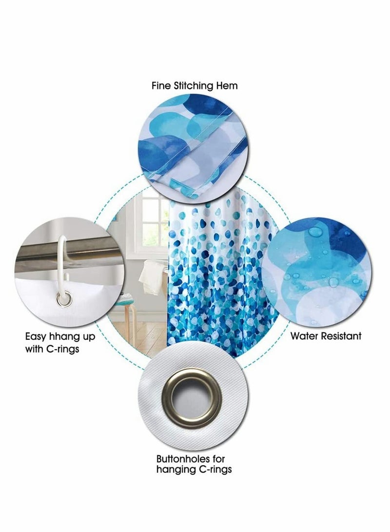 Waterproof Fabric Shower Curtain with 12 Hooks, Floral Design, Standard 72 x 78 Inch Size - Image 5