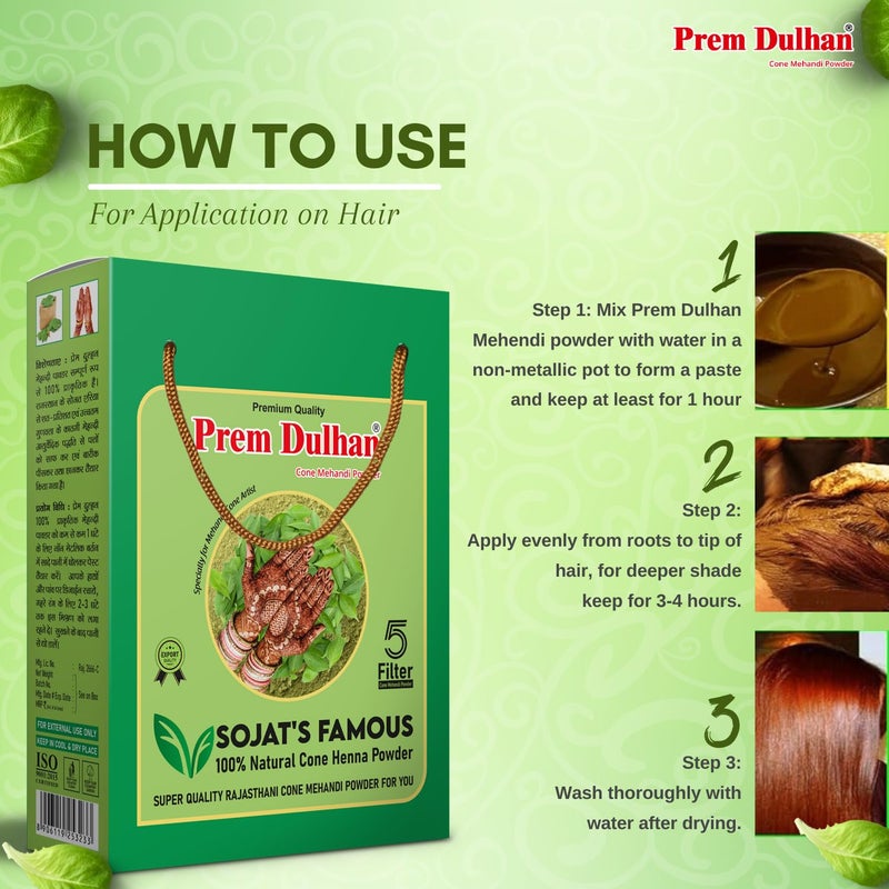 Prem Dulhan 5 Filter 100 Natural Cone Henna Mehandi Powder For Men And Women Natural Henna Powder for Hair Free From Harsh Chemicals Suitable for All Hair Types 1kg - Image 5