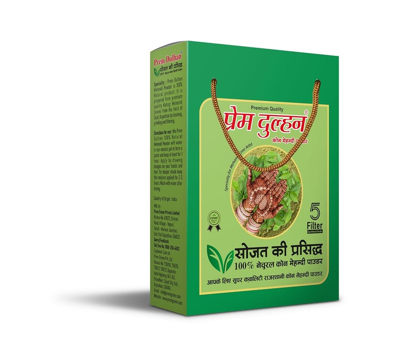 Prem Dulhan 5 Filter 100 Natural Cone Henna Mehandi Powder For Men And Women Natural Henna Powder for Hair Free From Harsh Chemicals Suitable for All Hair Types 1kg - Image 1