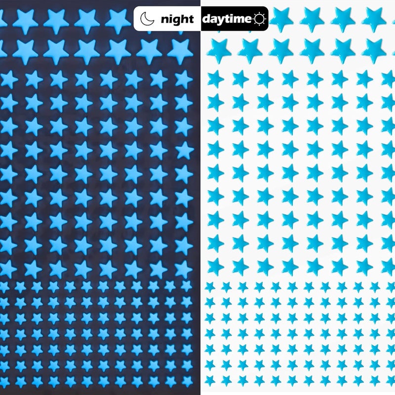 Bairay Glow in The Dark Stars Decals Decor for Ceiling 633 Pcs Realistic 3D Stickers Starry Sky Shining Decoration Perfect for Kids Bedroom Bedding Room Gifts(Blue) - Image 4