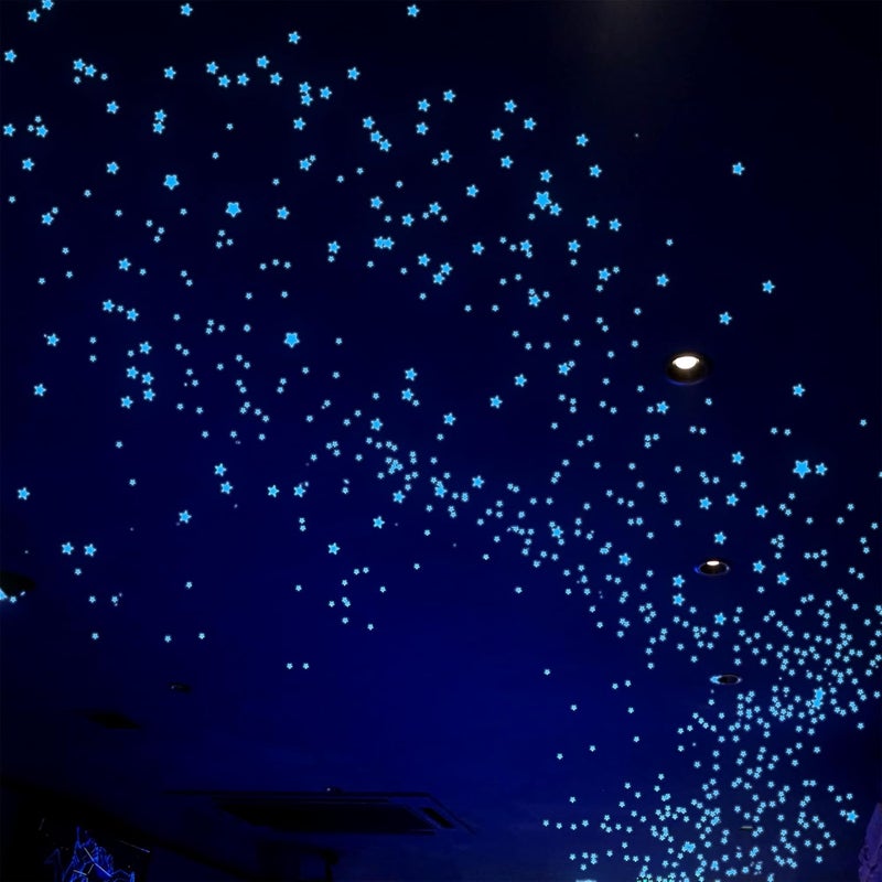 Bairay Glow in The Dark Stars Decals Decor for Ceiling 633 Pcs Realistic 3D Stickers Starry Sky Shining Decoration Perfect for Kids Bedroom Bedding Room Gifts(Blue) - Image 1