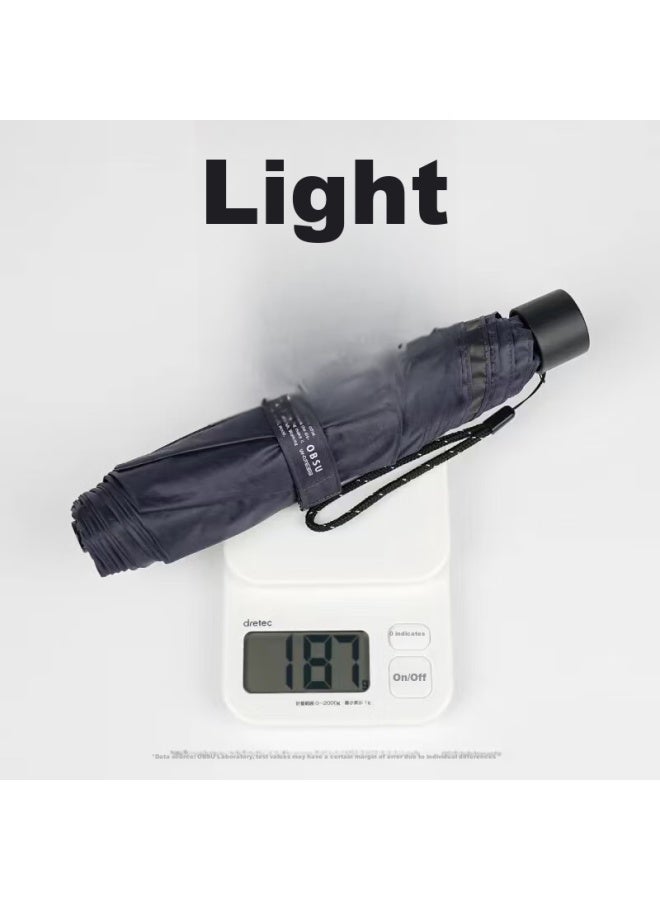 Obsu Carbon Fiber Umbrella, Ultra-lightweight, Tri-fold, Sun Protection, Uv-resistant, Suitable For Both Sunny And Rainy Days, Beige, Carbon Tri-fold - Image 2