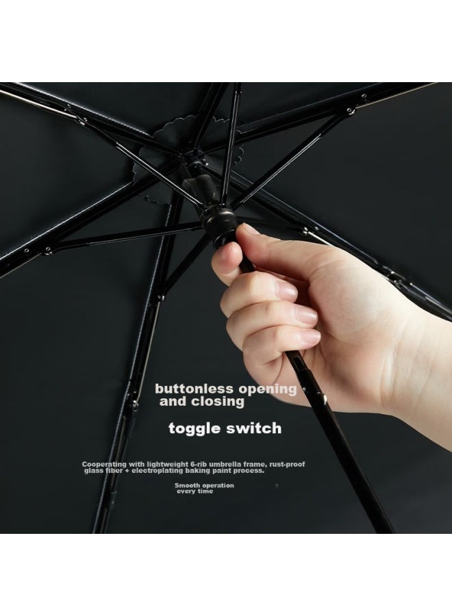 Obsu Carbon Fiber Umbrella, Ultra-lightweight, Tri-fold, Sun Protection, Uv-resistant, Suitable For Both Sunny And Rainy Days, Beige, Carbon Tri-fold - Image 3