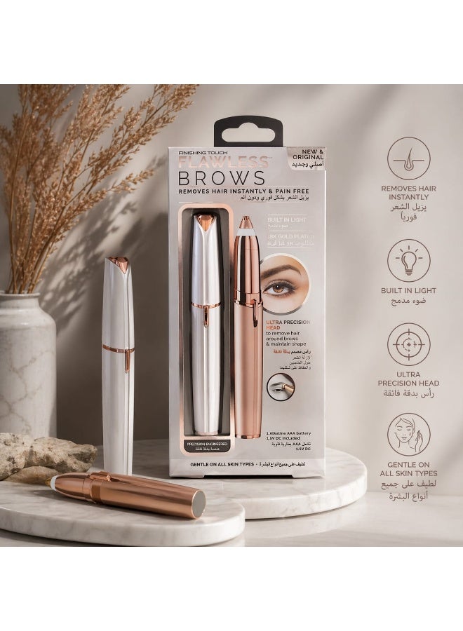 Flawless Brows, Removes Hair Instantly & Pain Free, Built In Light, 18K Gold Plated, Gentle On All Skin Types - Image 3