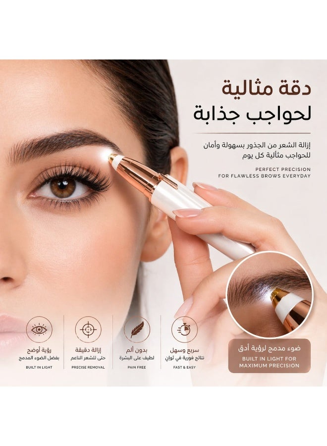 Flawless Brows, Removes Hair Instantly & Pain Free, Built In Light, 18K Gold Plated, Gentle On All Skin Types - Image 5