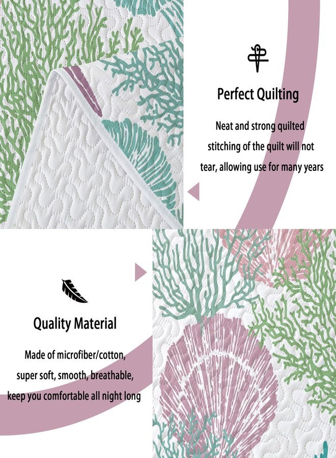 Tritard 3 Piece Coastal Quilt Sets King Size - Reversible Microfiber Quilts with 2 Shams Soft Lightweight Beach Bedding Nautical Bedspread Coverlet Summer Comforter Set for All Season, 106''x96'', C5 - Image 4