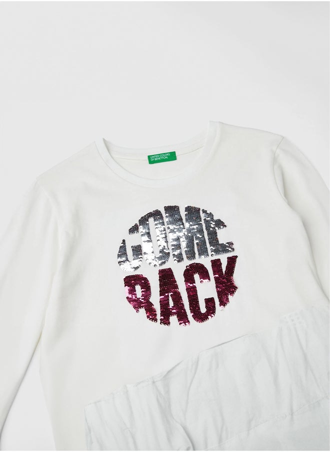 Benetton - Long Sleeve Sequin T-shirt - Image 1