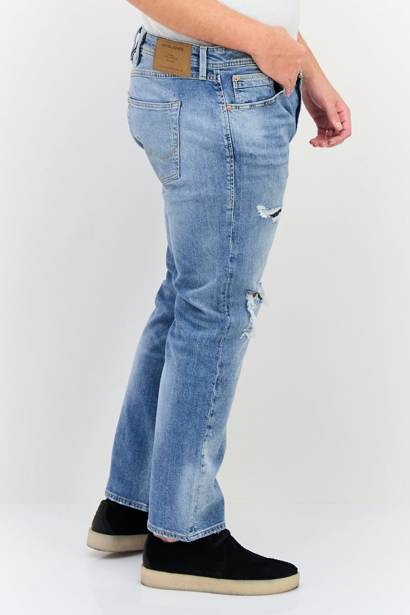 JACK & JONES Men Big And Tall Wash Stretchable Denim, Mid Blue - Image 3