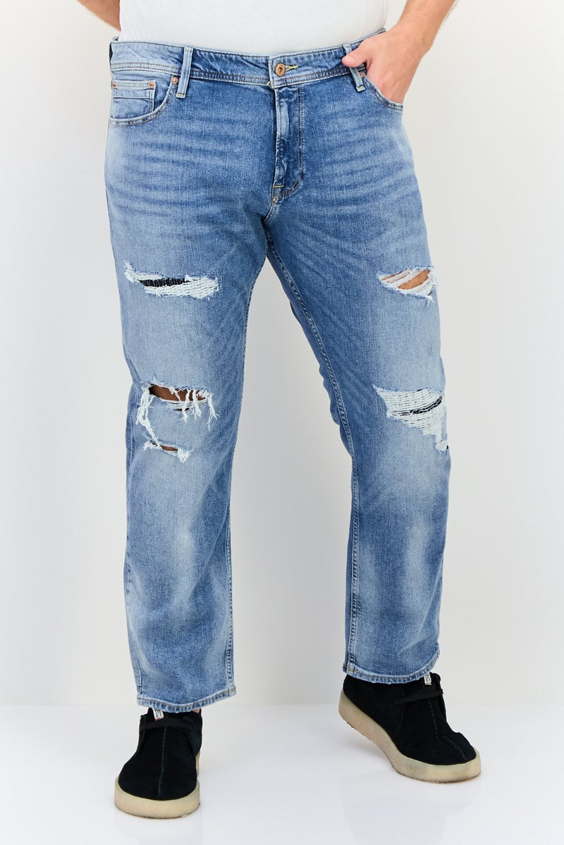 JACK & JONES Men Big And Tall Wash Stretchable Denim, Mid Blue - Image 1