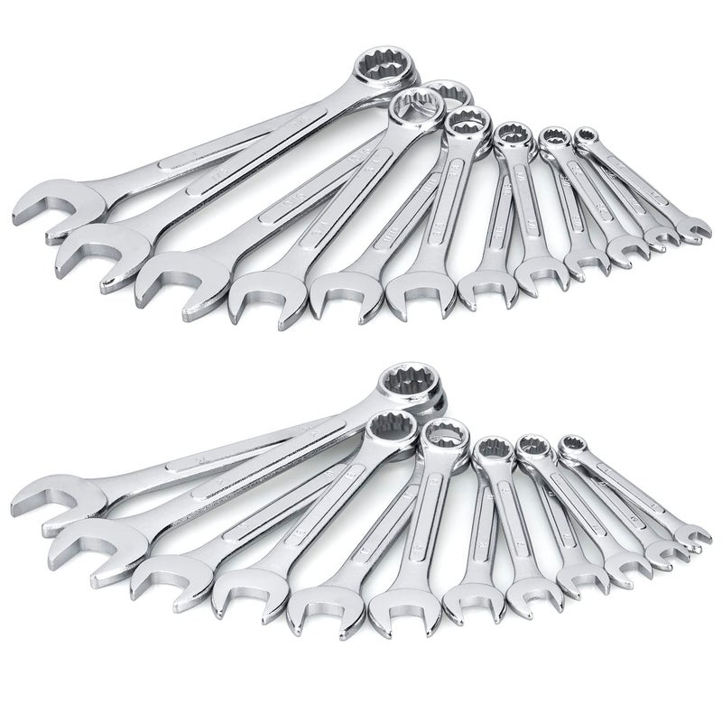 EFFICERE 24-Piece All-Purpose Master Combination Wrench Set with Roll-up Pouch | SAE 1/4â€ to 1â€, Metric 8mm to 24mm | Perfect for General Household, Garage, Auto Repairs, Car, Truck, Boat, and Travel Emergency - Image 3