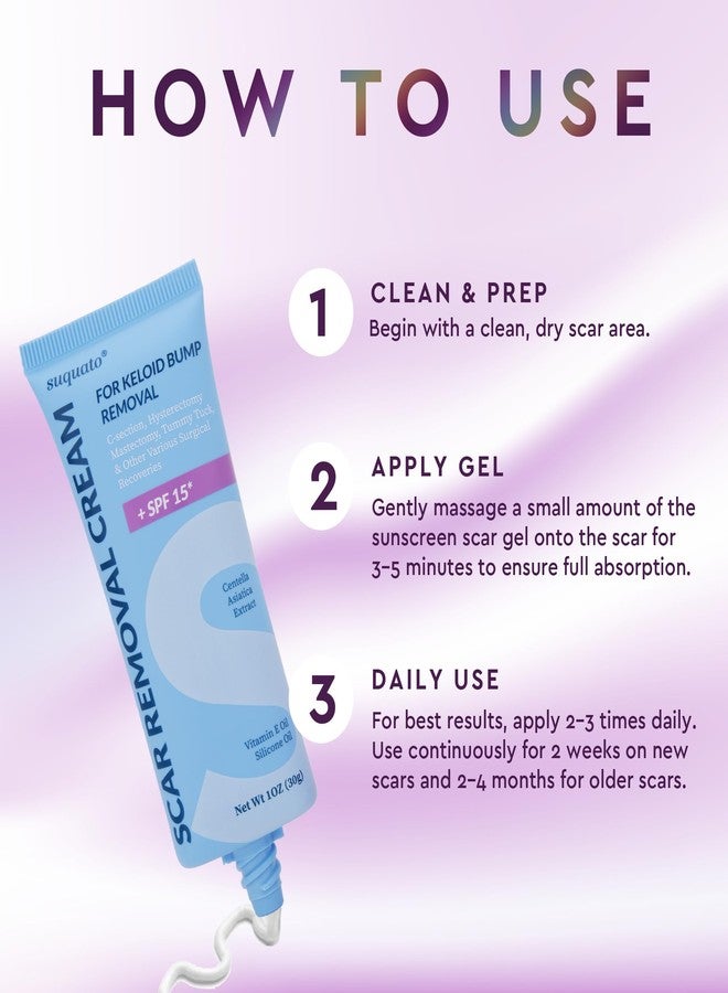 suquato Advanced Silicone Scar Removal Cream for Keloid Bump Removal, Must have Gel for C Section, Hysterectomy, Mastectomy, Tummy Tuck, Surgical Scars, Acne Marks, Stretch Marks, Keloid Scars treatment - Image 5
