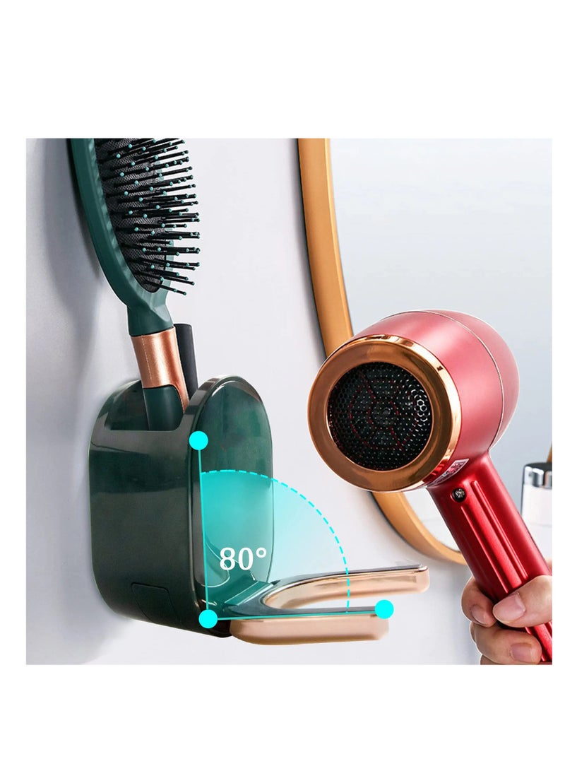 Wall Mounted Hair Dryer Holder,Hair Dryer Rack Plastic Hair Care Tools Holder Blow Dryer Organizer Hair Dryer Stand Holder Hands Free, Suitable for Bathroom Storage Organizer （Green） - Image 4