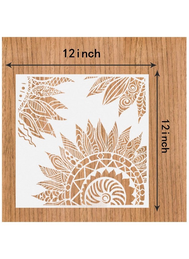 وسيكس 9 عبوات (12 × 12 بوصة) استنسل ماندالا كبيرة قابلة لإعادة الاستخدام لقالب الطلاء استنسل اللوحة DIY اللوحة الفنية سجل القصاصات على بلاط الحائط للأرضيات الخشبية - Image 2