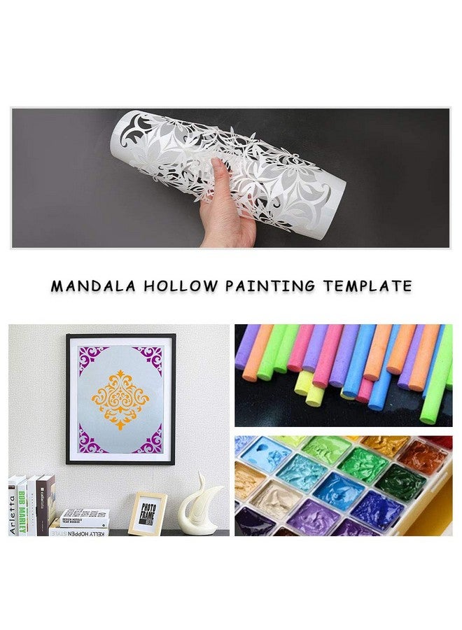 وسيكس 9 عبوات (12 × 12 بوصة) استنسل ماندالا كبيرة قابلة لإعادة الاستخدام لقالب الطلاء استنسل اللوحة DIY اللوحة الفنية سجل القصاصات على بلاط الحائط للأرضيات الخشبية - Image 4