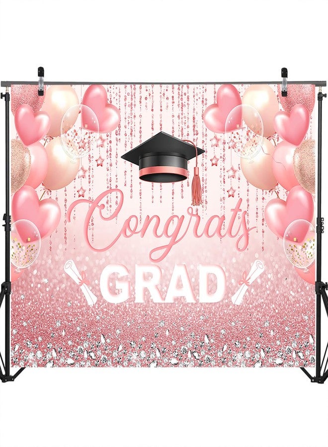 Mocsicka Pink Graduation Backdrop Congrats Grad Graduate Pink and Diamond Party Decorations Background Class of 2024 Photography Backdrops (7x5ft) - Image 5