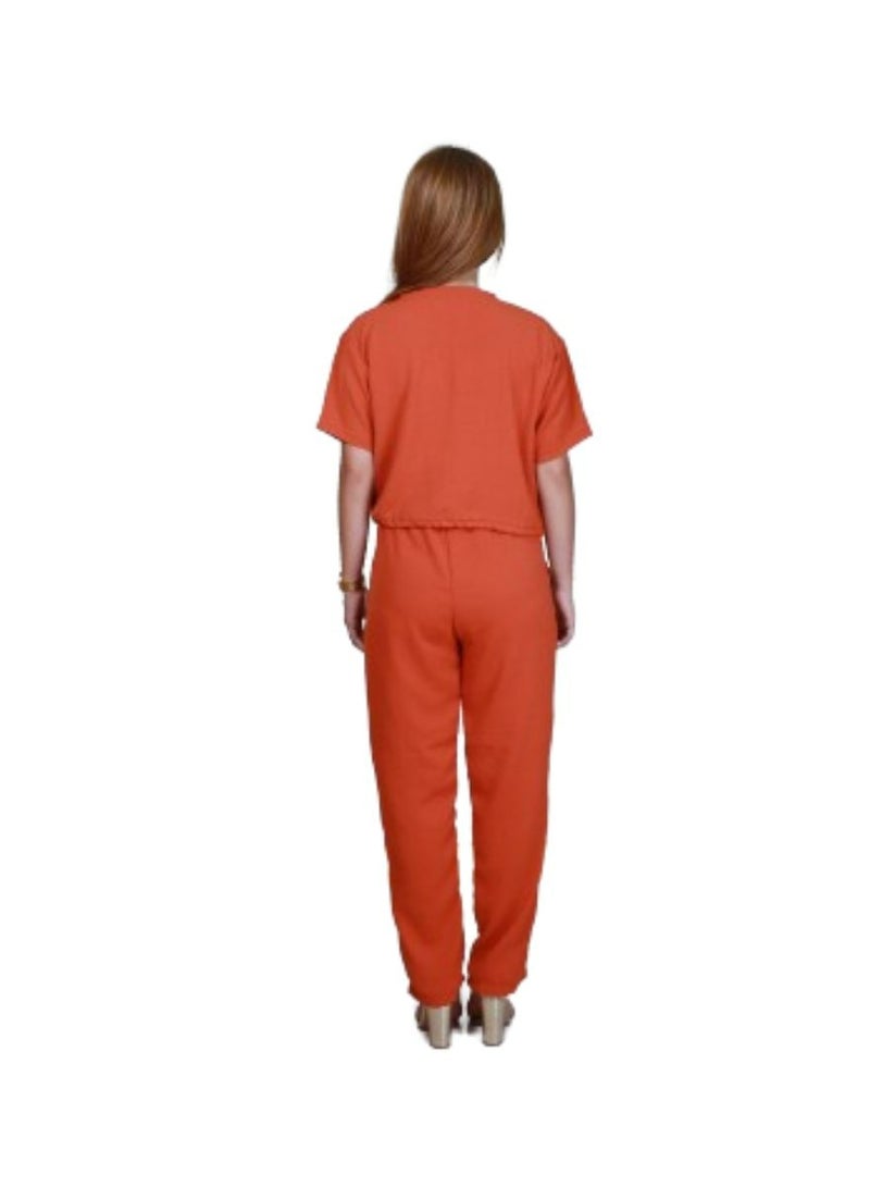 Veronica Elegant Comfortable 2-Piece Co-ord Set -Rust  - Image 2
