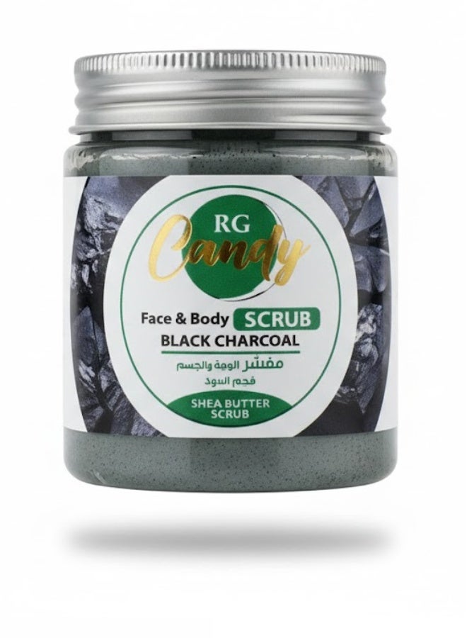 Candy Face & Body scrub -Black charcoal with shea butter - 200 ml