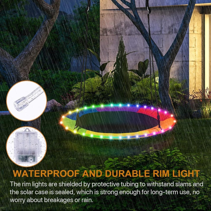 Eliteemo LED Outdoor Swing Lights, Remote Control LED Rim Light for 40-inch Saucer Tree Swing, 16 Color Change by Yourself, Waterproof, Super Bright to Play at Night Outdoors, Good Gift for Kids - Image 4