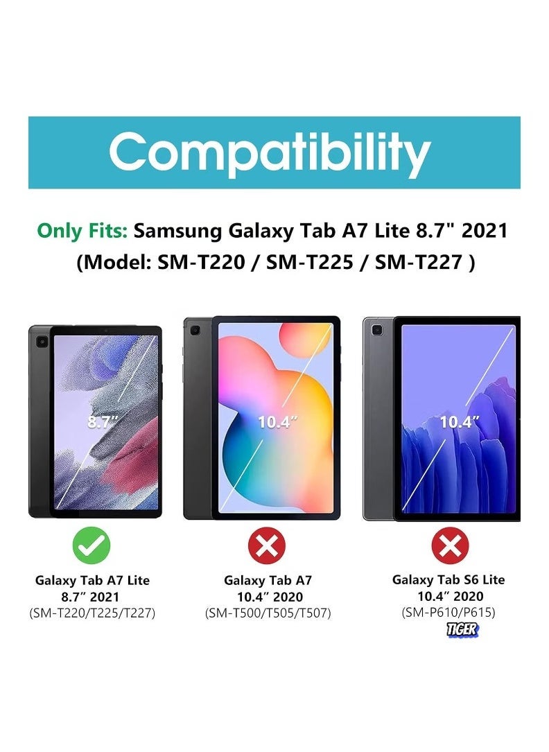 TIGER Tab A7 Lite 8.7 Inch 2021 Keyboard Case (SM-T220 T225 T227) – PU Leather Cover with Magnetically Detachable Wireless Keyboard for Galaxy Tab A7 Lite 2021 Release, Black - Image 2