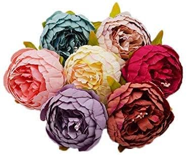 ProKart Premium Silk Peony Bouquet Vintage Artificial Heads Rose Peonies Flower for Home Decoration Wedding Gift and Party Decor Assorted Pack of 12 - Image 1