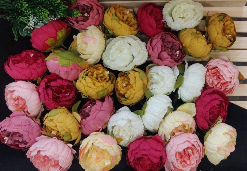ProKart Premium Silk Peony Bouquet Vintage Artificial Heads Rose Peonies Flower for Home Decoration Wedding Gift and Party Decor Assorted Pack of 12 - Image 2