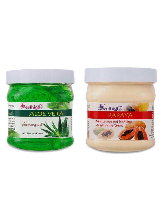 FEELHIGH جل الألوفيرا 500 جرام وكريم - 500 جرام - للعناية بالوجه والجسم - منتجات العناية بالبشرة (جل الألوة + كريم البابايا) - Image 1