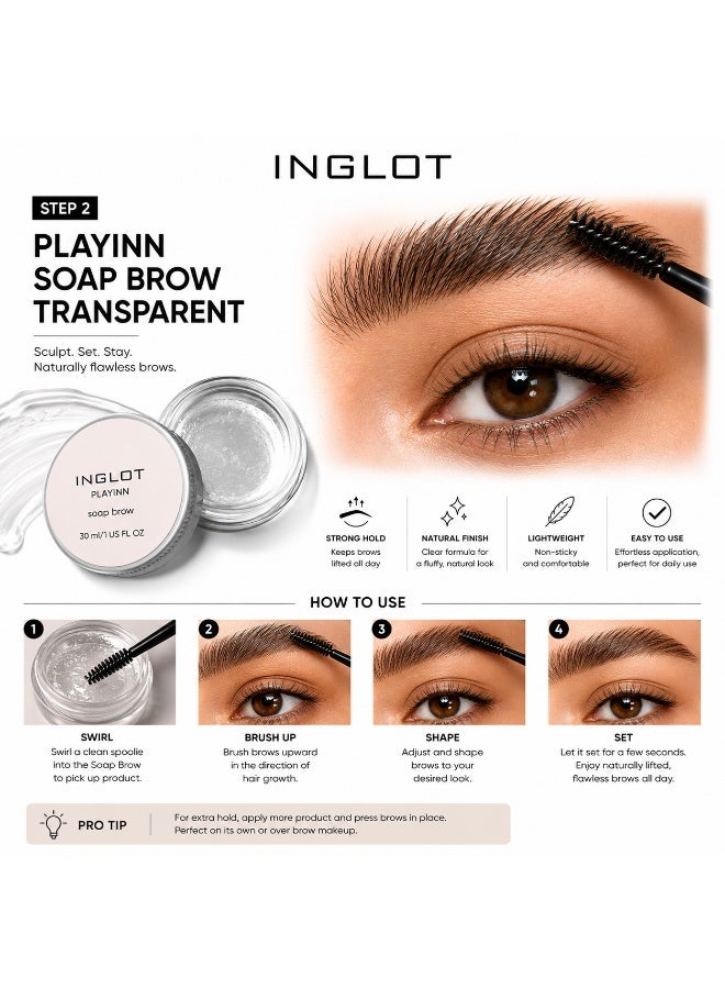 INGLOT Defined Eyes & Brows Set | AMC Eyeliner Gel 77 & Playinn Soap Brow Transparent — 2PCS - Image 3
