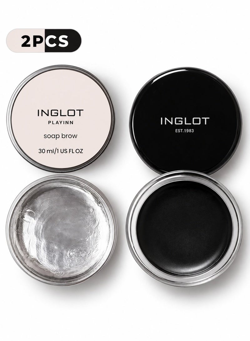 INGLOT Defined Eyes & Brows Set | AMC Eyeliner Gel 77 & Playinn Soap Brow Transparent — 2PCS - Image 1