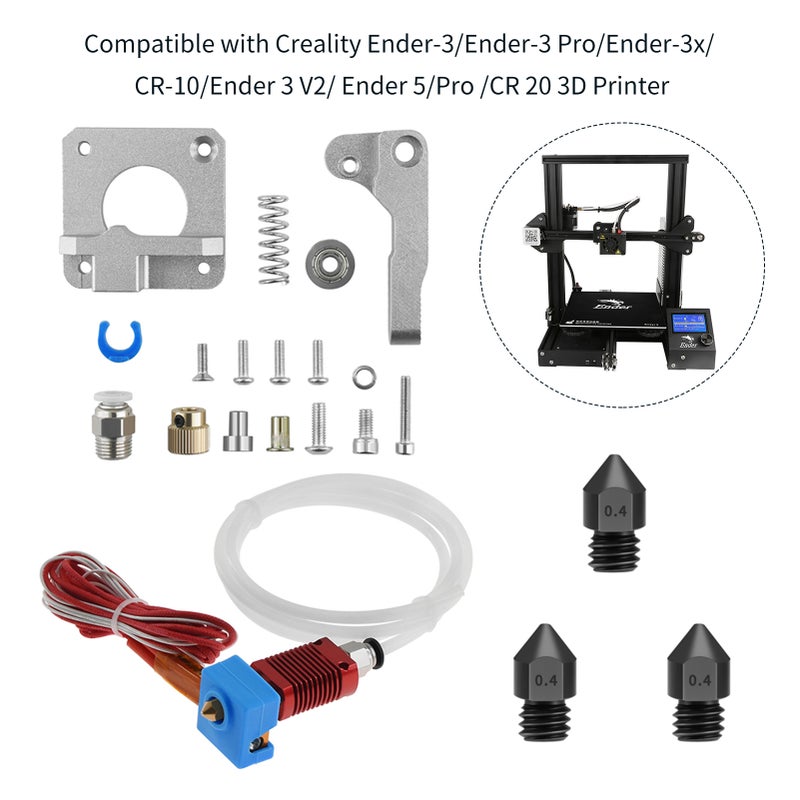 TWO TREES 3D Printer Parts & Accessories Upgraded All Metal Extruder with 24V Hotend Kit and 3PCS Hardened Steel MK8 Nozzles Compatible with Creality Ender-3/Ender-3 Pro/Ender-3x/ CR-10/Ender 3 - Image 3