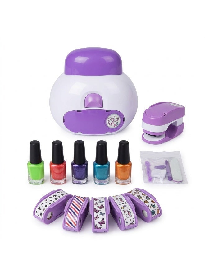 general Go Glam DIY Nail Salon Stamper Kit with 5 Polish Bottles and Pattern Pods for Girls - Image 1