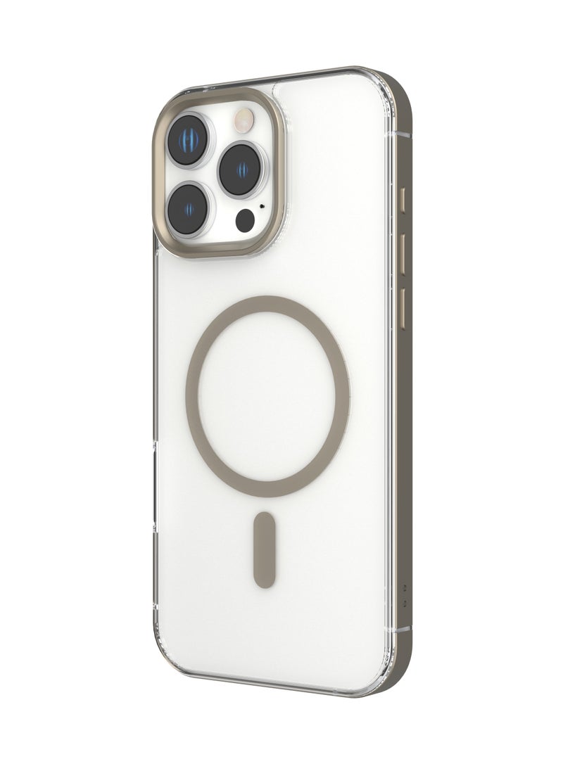 iPhone 16 Pro Max MagSafe Case Claire with Aluminum Bumper Cover / Impact Resistant Corners / Durable Back Cover - Titanium