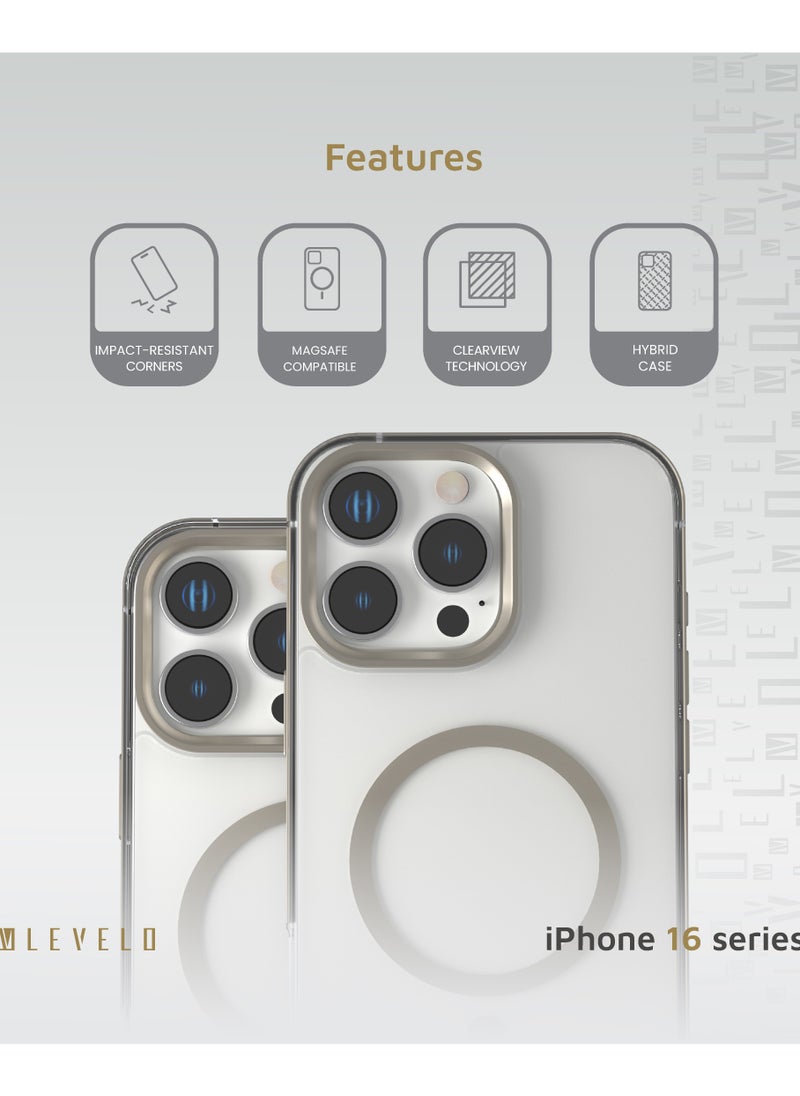 iPhone 16 Pro Max MagSafe Case Claire with Aluminum Bumper Cover / Impact Resistant Corners / Durable Back Cover - Titanium