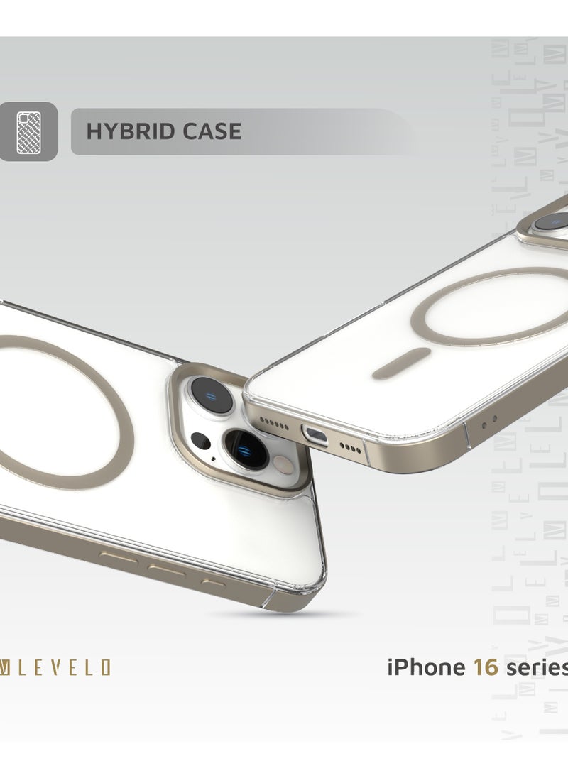 iPhone 16 Pro Max MagSafe Case Claire with Aluminum Bumper Cover / Impact Resistant Corners / Durable Back Cover - Titanium