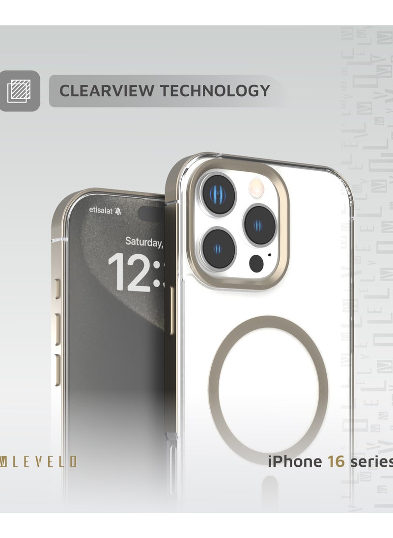 iPhone 16 Pro Max MagSafe Case Claire with Aluminum Bumper Cover / Impact Resistant Corners / Durable Back Cover - Titanium