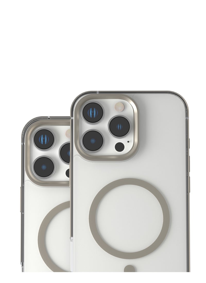 iPhone 16 Pro Max MagSafe Case Claire with Aluminum Bumper Cover / Impact Resistant Corners / Durable Back Cover - Titanium