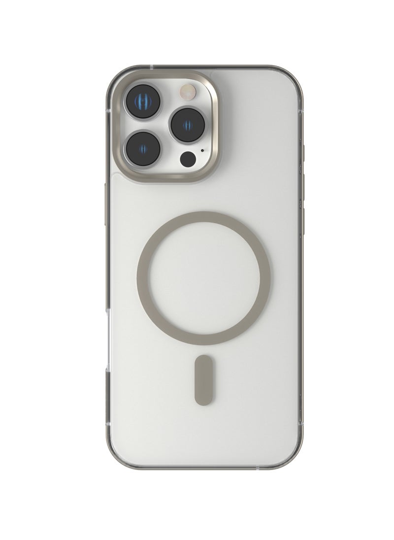 iPhone 16 Pro Max MagSafe Case Claire with Aluminum Bumper Cover / Impact Resistant Corners / Durable Back Cover - Titanium