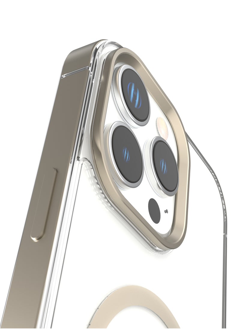 iPhone 16 Pro Max MagSafe Case Claire with Aluminum Bumper Cover / Impact Resistant Corners / Durable Back Cover - Titanium