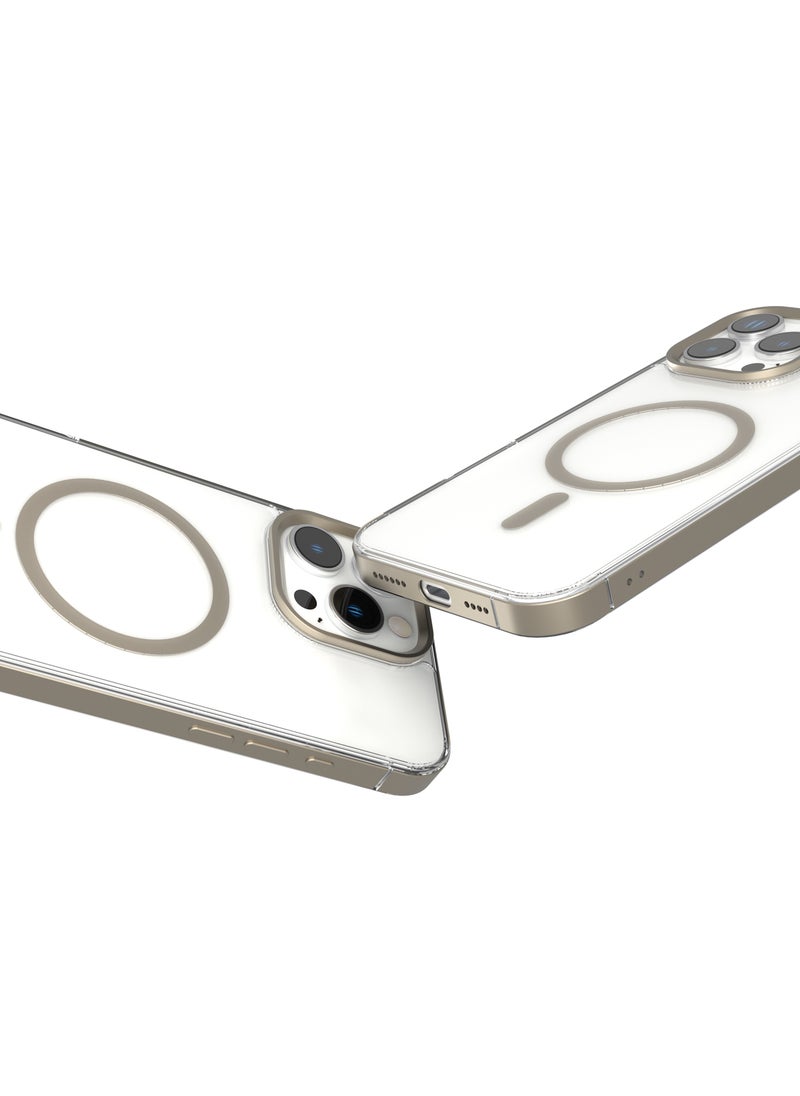 iPhone 16 Pro Max MagSafe Case Claire with Aluminum Bumper Cover / Impact Resistant Corners / Durable Back Cover - Titanium