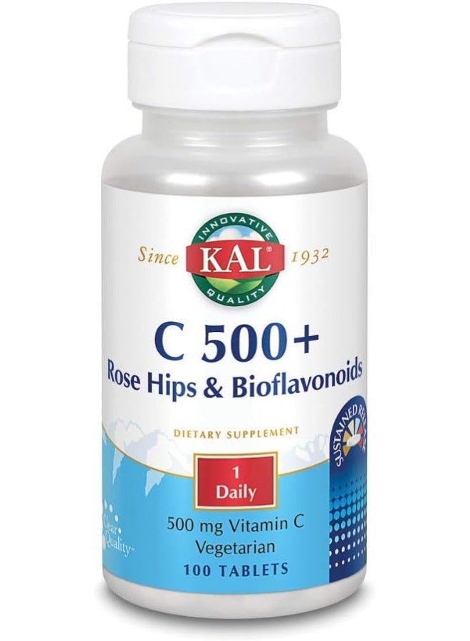 KAL C-500 with RH and Bioflavonoids Sustained Release Tablets, 500 mg, 100 Count