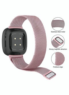 KASTWAVE Bands for Fitbit Versa 3, Metal Bands Compatible with Fitbit Sense, Stainless Steel Mesh Breathable Wristband Strap with Adjustable Magnet Lock, Replacement Wristbands for Women and Men  - Image 2
