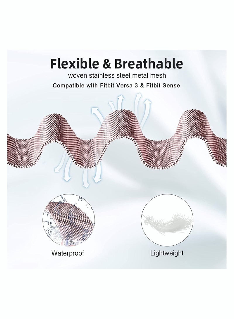 كاست ويف أحزمة Fitbit Versa 3 ، أحزمة معدنية متوافقة مع Fitbit Sense ، حزام معصم شبكي قابل للتنفس من الفولاذ المقاوم للصدأ مع قفل مغناطيسي قابل للتعديل ، وأساور معصم بديلة للنساء والرجال - Image 5