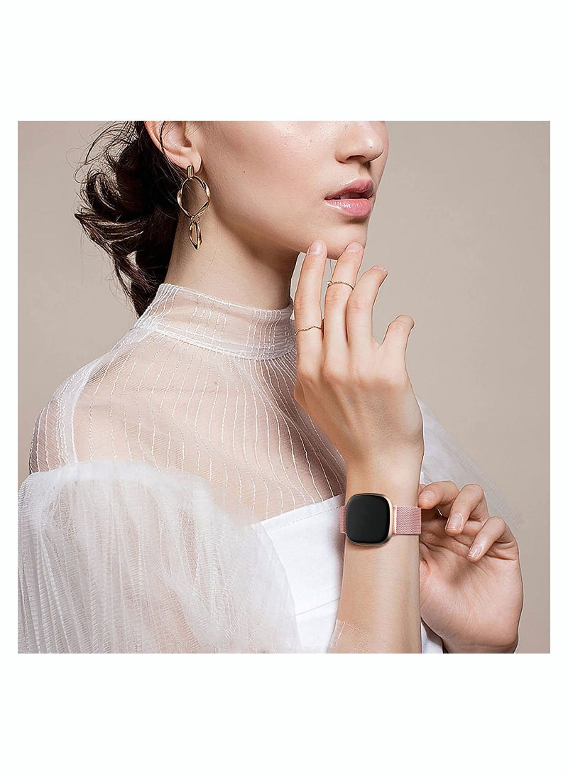 كاست ويف أحزمة Fitbit Versa 3 ، أحزمة معدنية متوافقة مع Fitbit Sense ، حزام معصم شبكي قابل للتنفس من الفولاذ المقاوم للصدأ مع قفل مغناطيسي قابل للتعديل ، وأساور معصم بديلة للنساء والرجال - Image 3