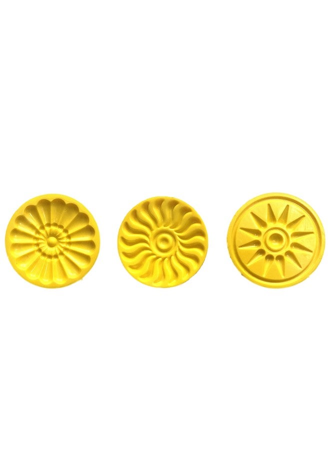 DS Pedha Sweet Desserts Stamping Food Grade Safe Plastic Fast Pada Maker DIY Cookie Cutter Circle Round Shape 3 Design, Diameter 1.75 Inch - Image 5